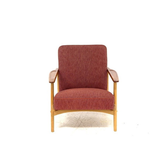 Image 1 of Scandinavische vintage fauteuil in teak en stof, Zweden 1960