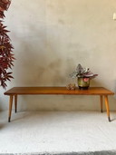 Vintage Bankje Op Ranke Hoge Pootjes Met Messing Sokjes