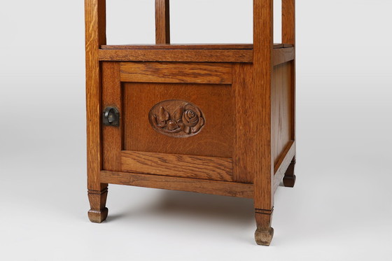 Image 1 of Art Deco Frans Nachtkastje Met Carrara Marmeren Bovenblad, 1920S