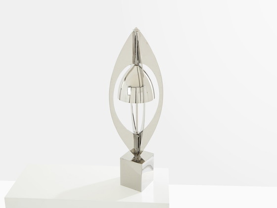Image 1 of Jacques Charles voor Maison Charles Ogive Nikkel Metalen Lamp 1965