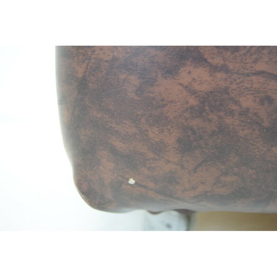 Image 1 of Mid Century leren fauteuil op wielen, Tsjecho-Slowakije 1970