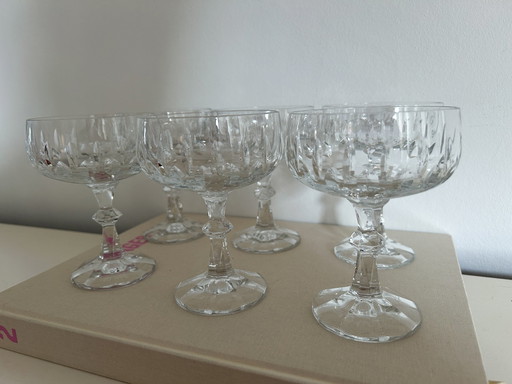 6X Vintage Kristal Champagne Coupe / Cocktailglas