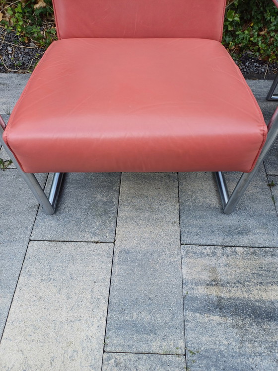 Image 1 of 2x Bijenkorf Leren Fauteuils