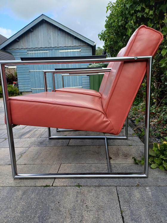 Image 1 of 2x Bijenkorf Leren Fauteuils