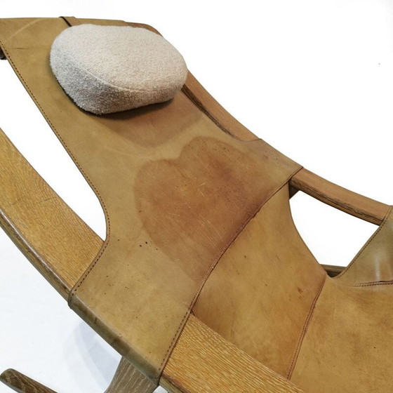 Vintage loungestoel van leer en eikenhout "Hholmenkollenjren" door Arne Tidemand Ruud voor Norcraft, (photo 12 of 13)