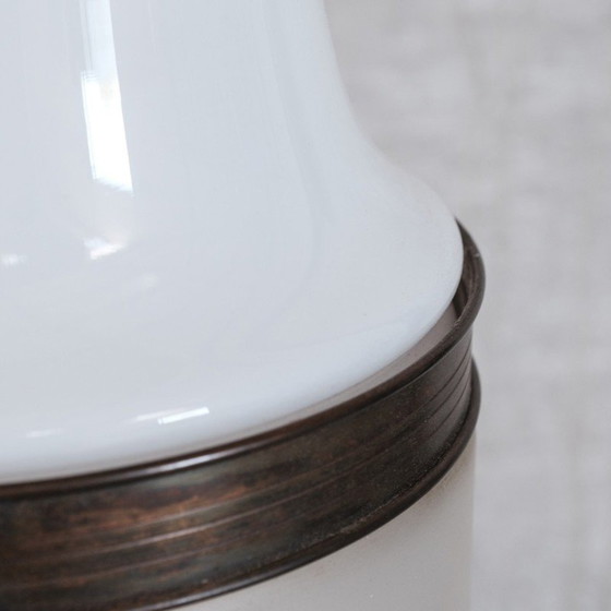 Image 1 of Vintage glazen en koperen hanglamp, Frankrijk 1930