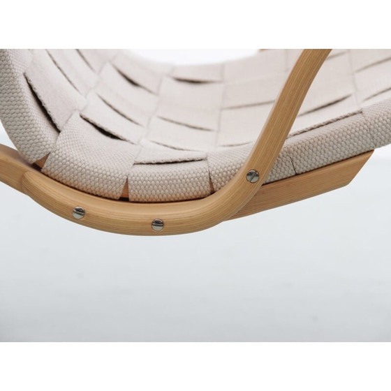 Image 1 of Paar Scandinavische vintage loungestoelen "Miranda" in beukenhout en Kvadrat-stof van Bruno Mathsson, 2010