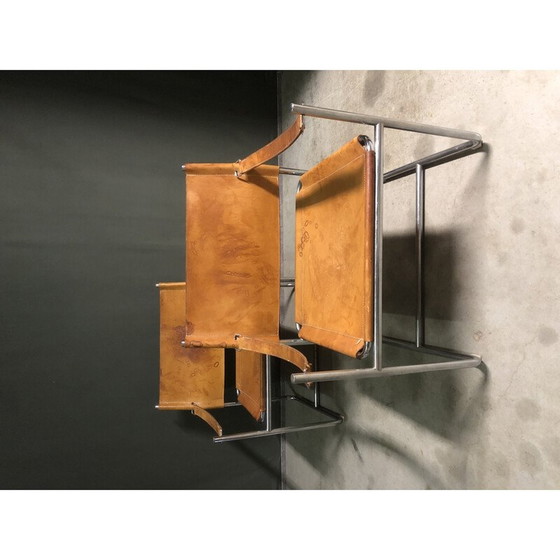 Image 1 of Paar vintage Safari fauteuils in beige leer, 1970