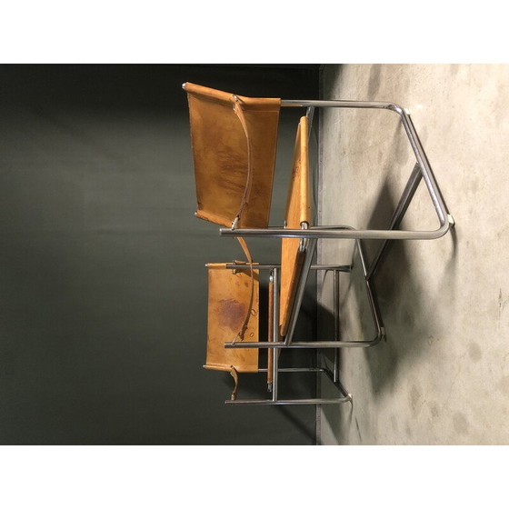 Image 1 of Paar vintage Safari fauteuils in beige leer, 1970