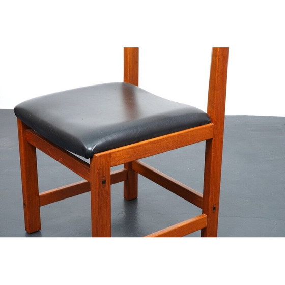Image 1 of Set van 6 vintage massief teakhouten eetkamerstoelen, Denemarken 1960