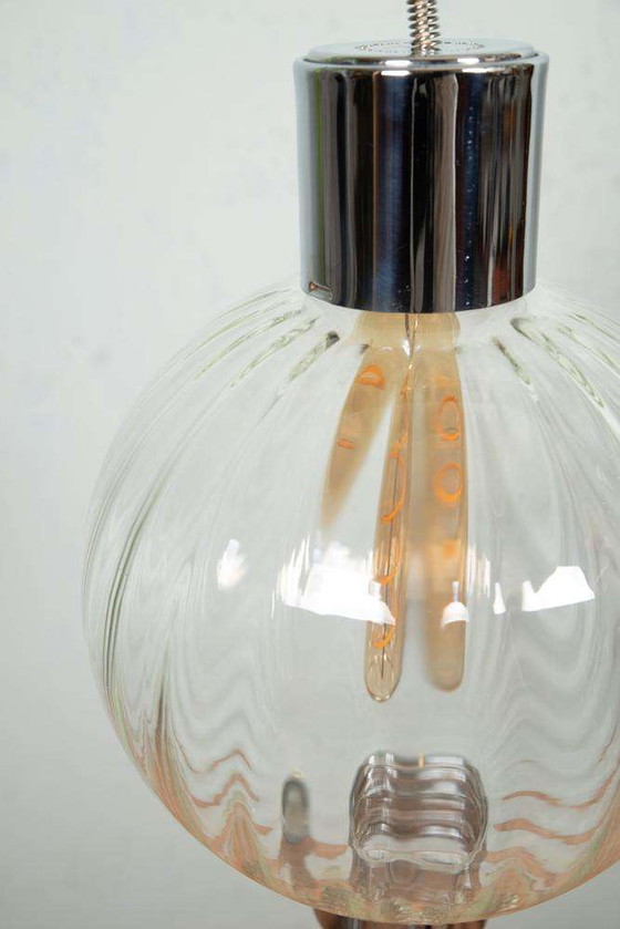 Image 1 of Space age glazen bollamp, midmod glass pendant sixties 60s