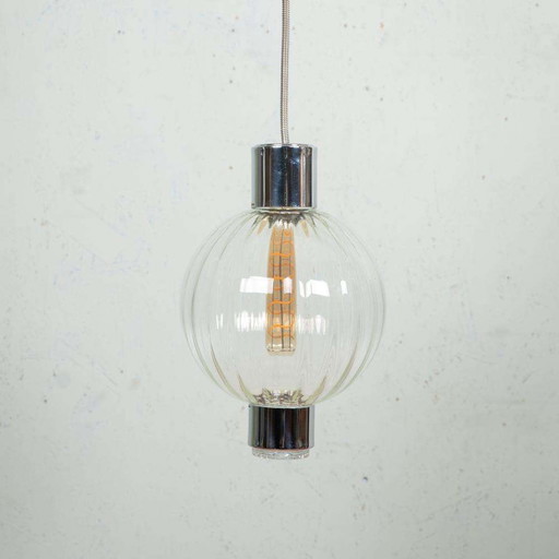 Space age glazen bollamp, midmod glass pendant sixties 60s