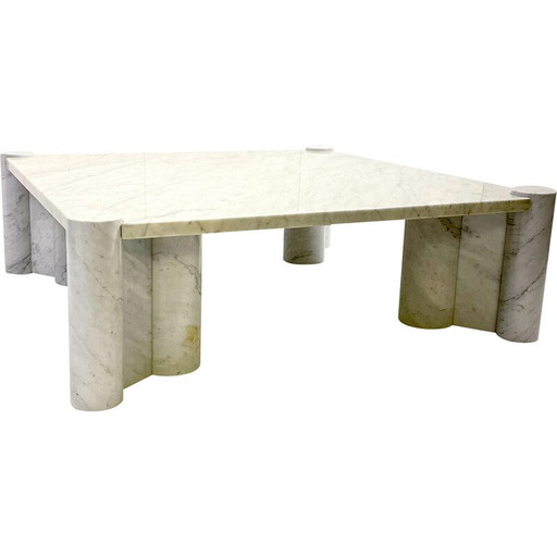 Vintage witte Carrara marmeren Jumbo salontafel van Gae Aulenti voor Knoll Inc, jaren 1960