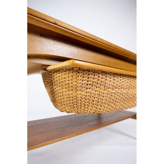 Image 1 of Vintage eiken en teakhouten salon- en naaitafel, Denemarken 1960