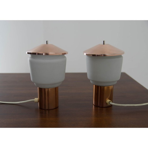 Image 1 of Paar vintage glazen bedlampjes van Lustry Kamenicky Senov, Tsjecho-Slowakije 1970