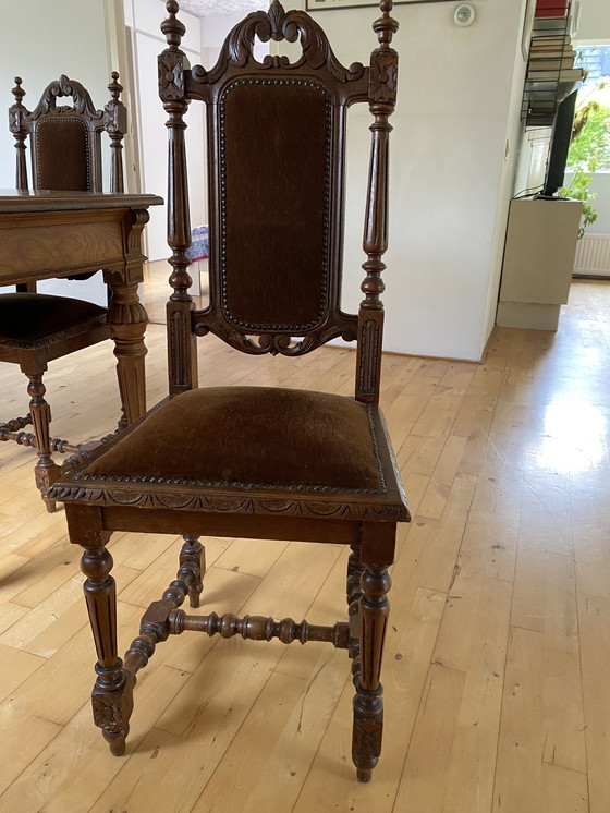 Image 1 of Vintage Houten Tafel Met 6 Stoelen