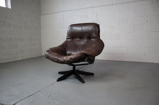 Leren Swivel Lounge Stoel Door Gerald Easden Voor Module Furniture, 1960'S