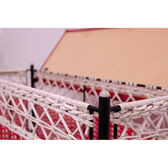 Image 1 of Vintage plastic en kunstlederen wasmand, Tsjecho-Slowakije 1980