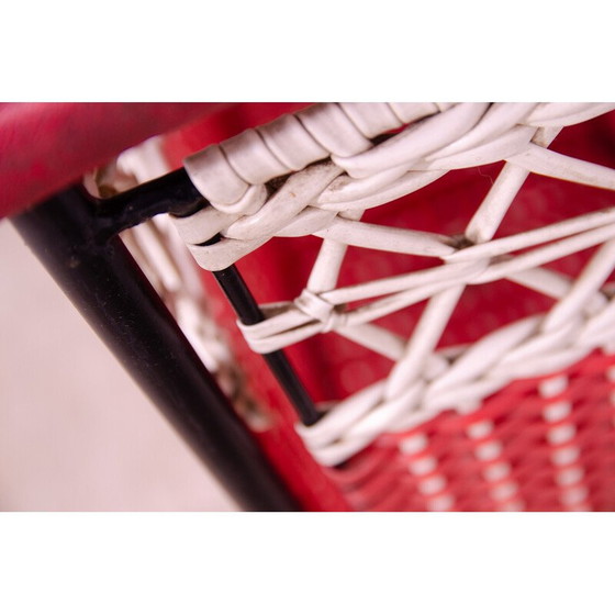 Image 1 of Vintage plastic en kunstlederen wasmand, Tsjecho-Slowakije 1980