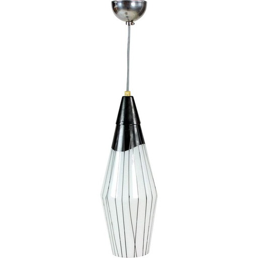 Vintage zwart-witte combinatie hanglamp, Tsjechoslowakije 1960