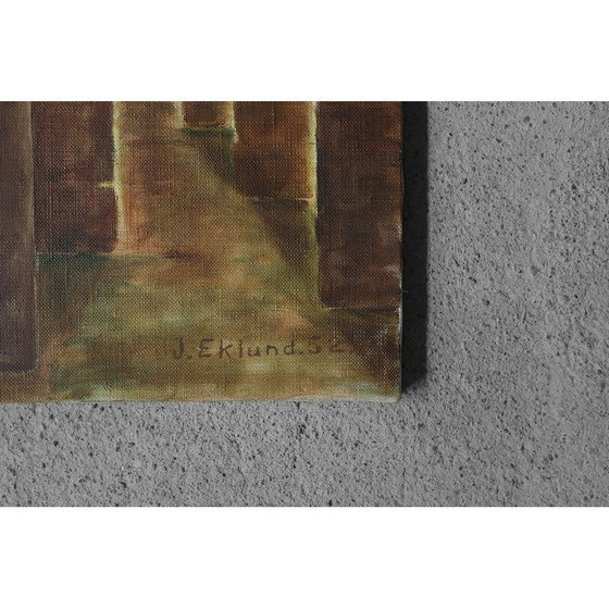 Image 1 of Vintage olieverf op doek door J. Eklund, 1952
