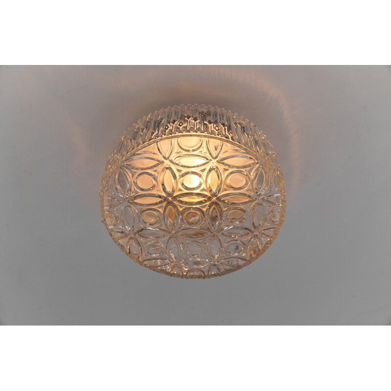 Image 1 of Vintage ronde transparant glazen plafondlamp, Duitsland 1960