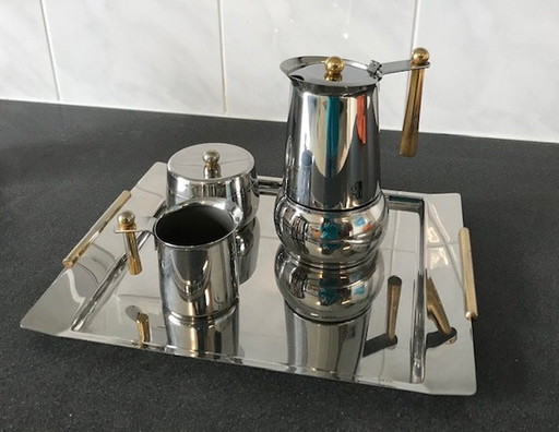 Vintage Vierdelige Mokka- Of Espressoset. Inox 18-10.