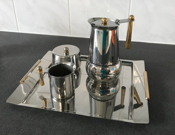 Image 1 of Vintage Vierdelige Mokka- Of Espressoset. Inox 18-10.