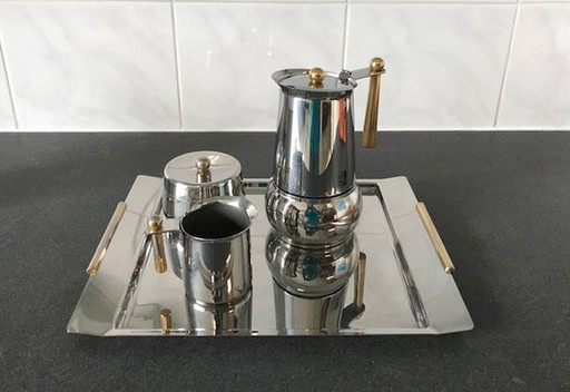 Vintage Vierdelige Mokka- Of Espressoset. Inox 18-10.