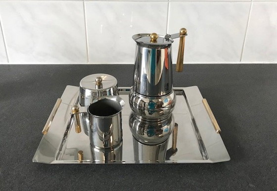 Image 1 of Vintage Vierdelige Mokka- Of Espressoset. Inox 18-10.