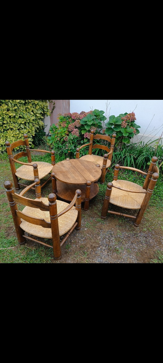 Image 1 of Set van 4 fauteuils en 1 tafel Charles Dudouyt 1940