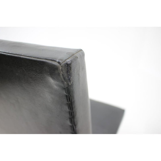 Image 1 of Vintage draaifauteuil in zwart kunstleer, Tsjecho-Slowakije 1970