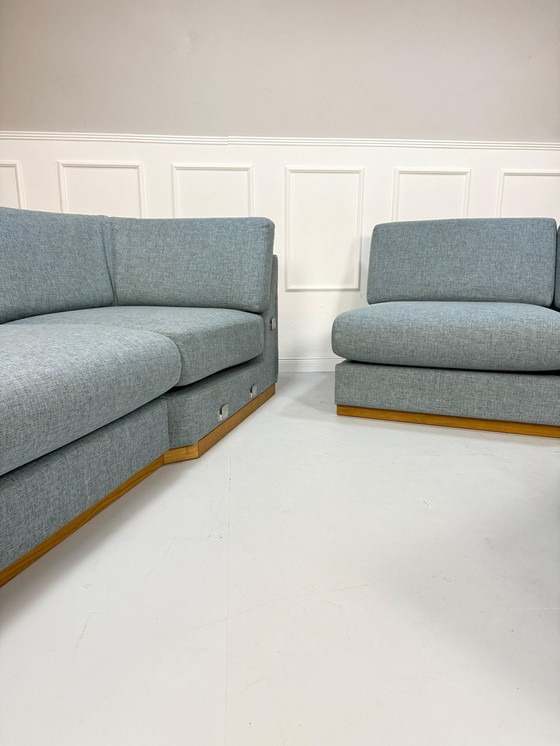 Image 1 of Bolia Sepia Sofa Designer Blauwe Stoffen Bank 5 Zits + Hocker