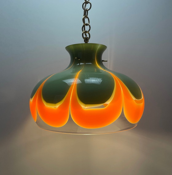 Image 1 of Zeldzame glazen hanglamp van Kaiser Leuchten 1970