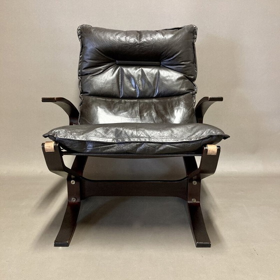 Image 1 of Scandinavische vintage leren fauteuil van Ingmar Relling, 1950