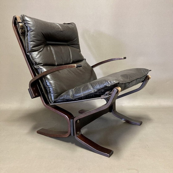 Image 1 of Scandinavische vintage leren fauteuil van Ingmar Relling, 1950