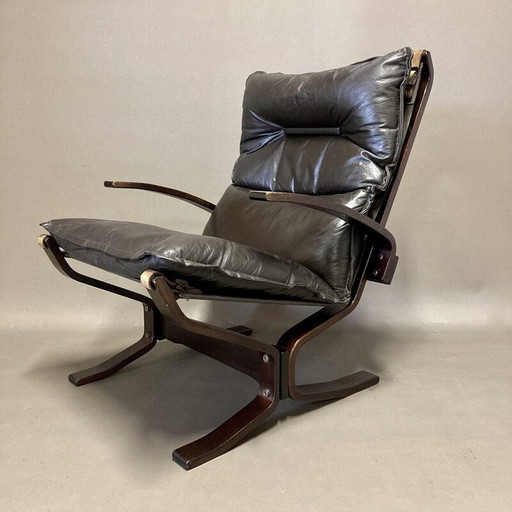 Scandinavische vintage leren fauteuil van Ingmar Relling, 1950