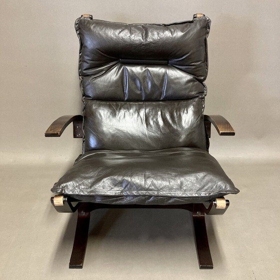 Image 1 of Scandinavische vintage leren fauteuil van Ingmar Relling, 1950