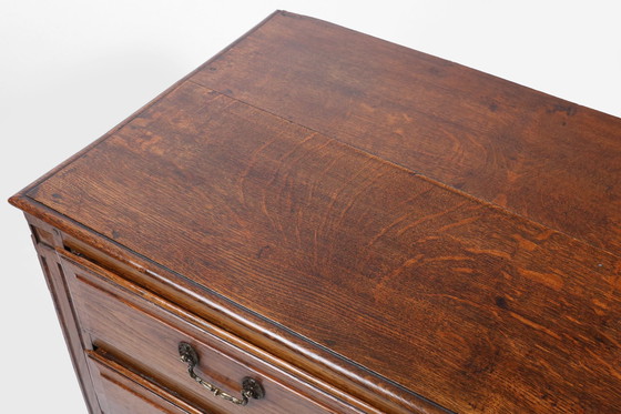 Image 1 of Franse rustieke ladenkast van massief eiken met 3 laden, ca. 1850