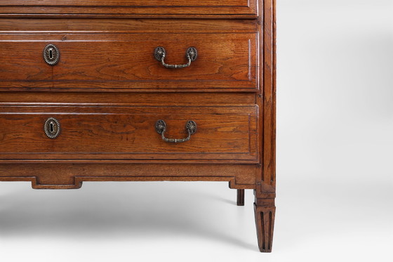 Image 1 of Franse rustieke ladenkast van massief eiken met 3 laden, ca. 1850
