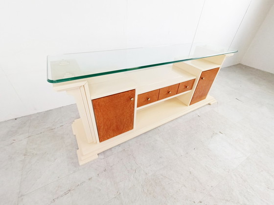 Image 1 of Vintage dressoir van lak en noppenhout, jaren 80