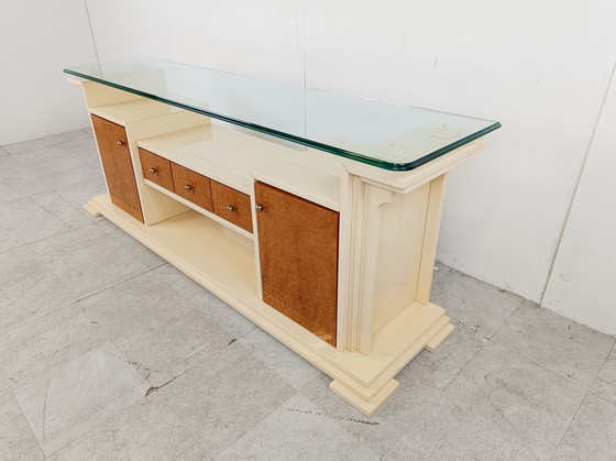 Image 1 of Vintage dressoir van lak en noppenhout, jaren 80