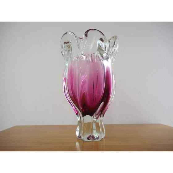 Image 1 of Vintage Art Glass Vaas van Josef Hospodka voor Chribska Glasfabriek, jaren 1960