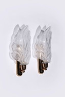 Vintage Murano glas wandlamp bladvorm set van 2 - Italië 1970