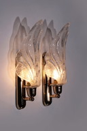 Vintage Murano glas wandlamp bladvorm set van 2 - Italië 1970