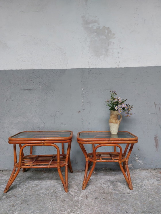 Image 1 of 2 x Vintage Rattan nightstands