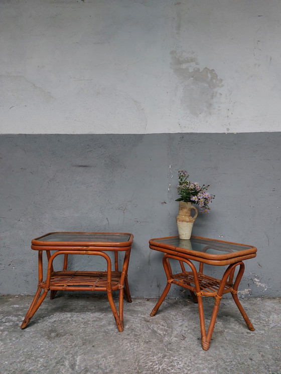 Image 1 of 2 x Vintage Rattan nightstands