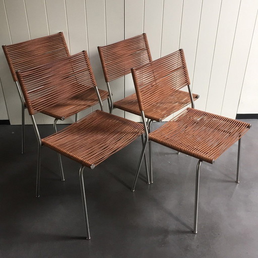 4X Tito Agnoli Eetkamerstoelen Model Miss B