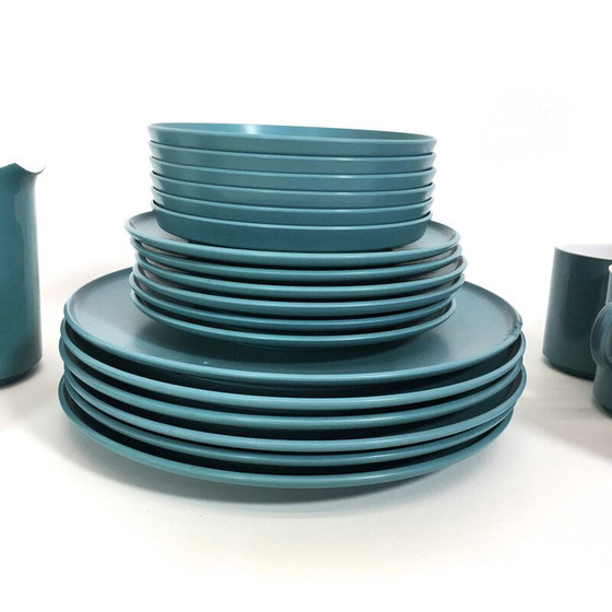 Image 1 of Oud blauw melamine servies, 1960-1970