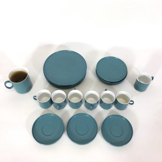 Image 1 of Oud blauw melamine servies, 1960-1970